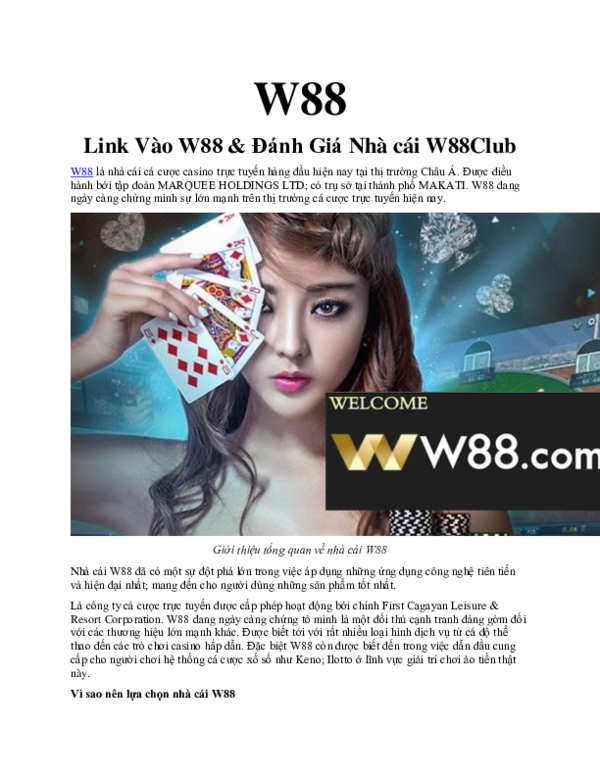Đánh giá nhà cái W88 từ chuyên gia – Link vào W88 mới nhất