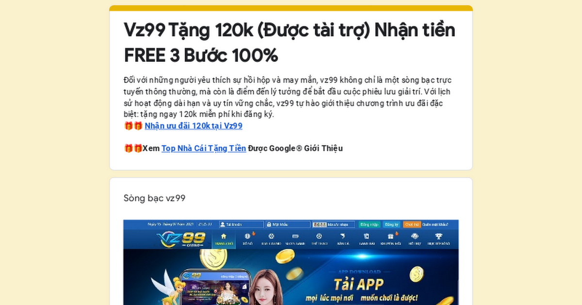 Trải Nghiệm Cực Đã Với VZ99: Nhận Ngay 120K Khi Đăng Ký